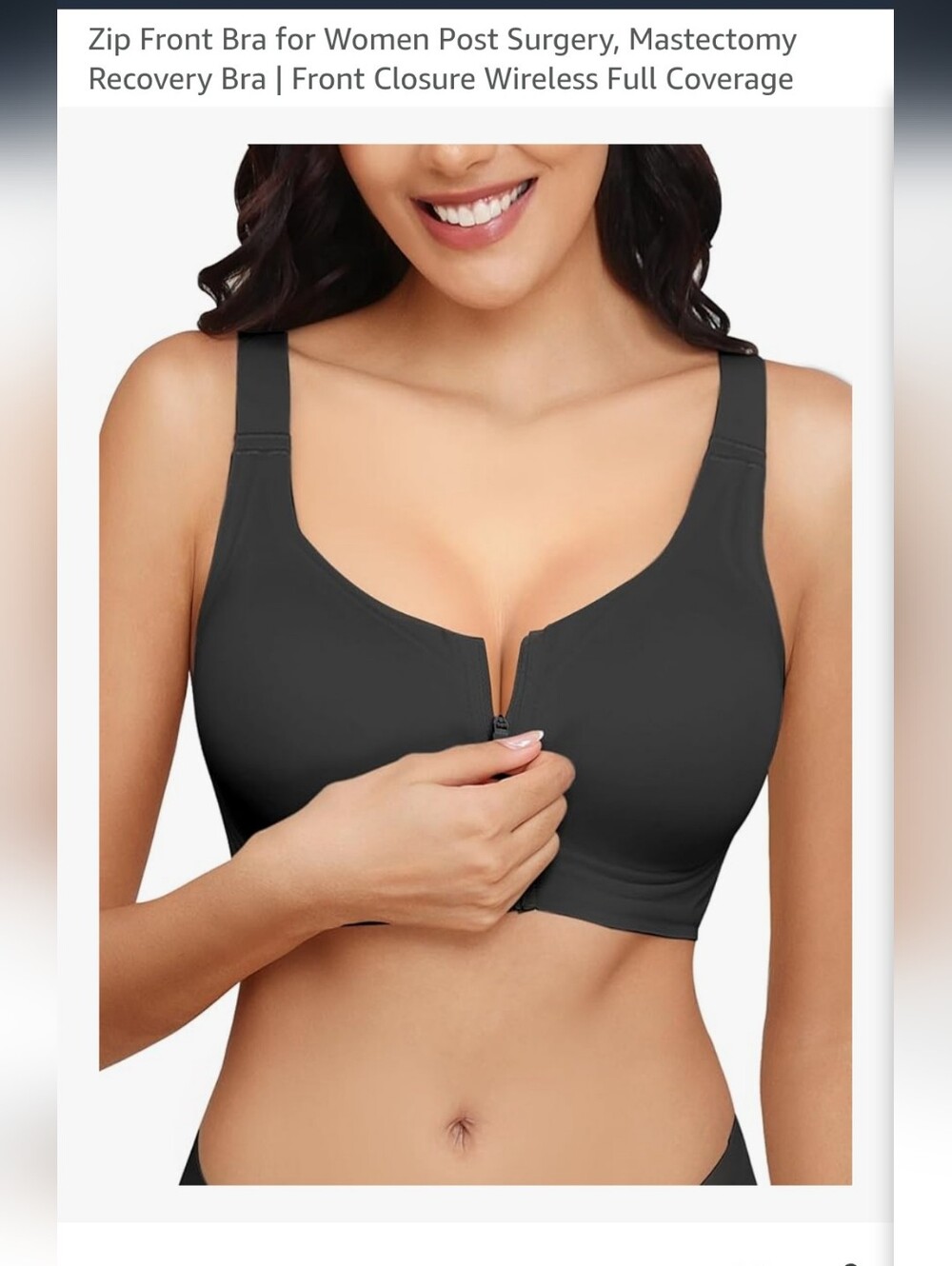 Like New Rolral Amazon Zip Front Closure Sports Medical Bra Black Size Large - Picture 5 of 6